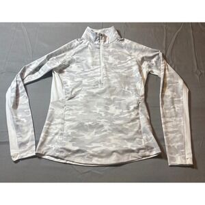 Ahead Performance Grey Camo Quarter Zip Mesh Panels Thumbholes Women's Size XS